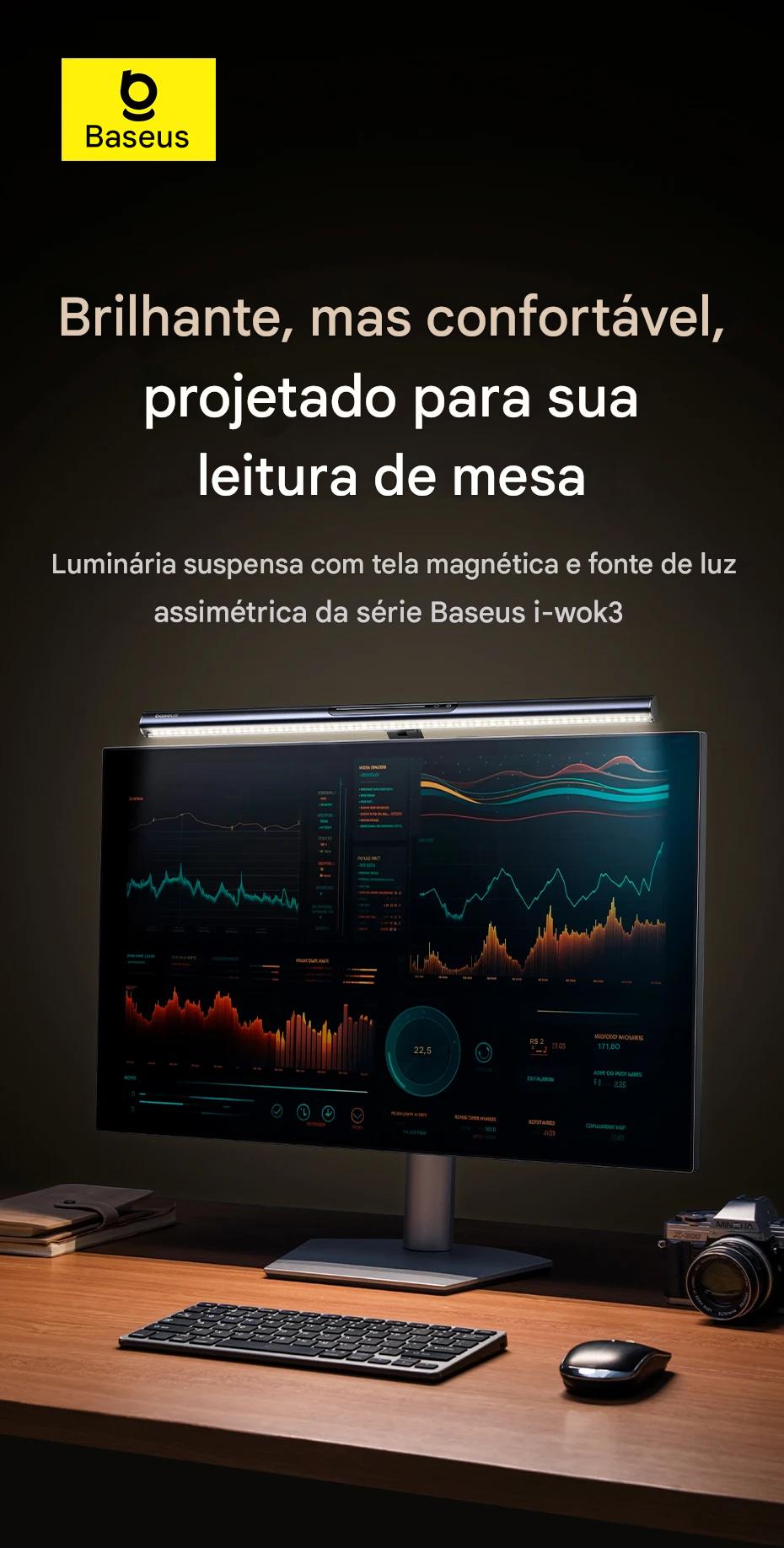 Luminária LED Magnética USB para Computador e Notebook com Luz Protetora Ocular