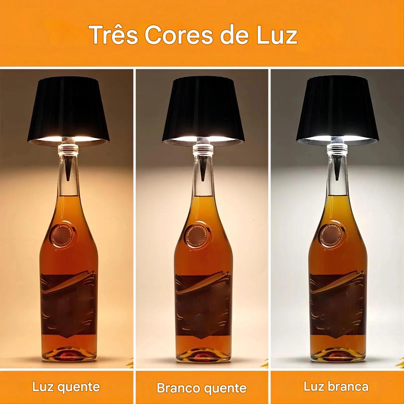 Luminária de Garrafa Touch USB 3 cores e Ajuste de Intensidade
