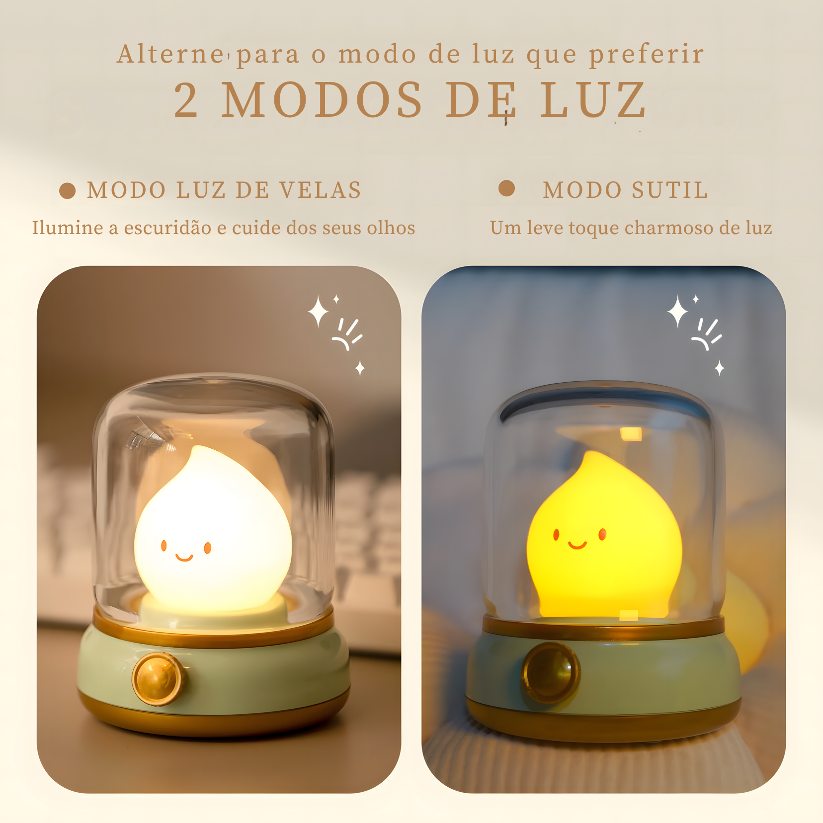 Luminária Foguinho com Luz Suave e Bateria Recarregável