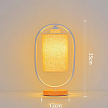 Luminária de Mesa Nórdica com Madeira de Bambu e Tecido