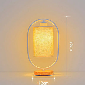 Luminária de Mesa Nórdica com Madeira de Bambu e Tecido