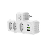Régua de Tomadas com Extensão, 3 Portas USB, Branco, Compatível com 110-220V, Padrão Brasileiro.