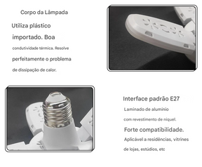 Lâmpada LED Dobrável E27 em Forma de Ventilador 40 LEDs 110V 220V