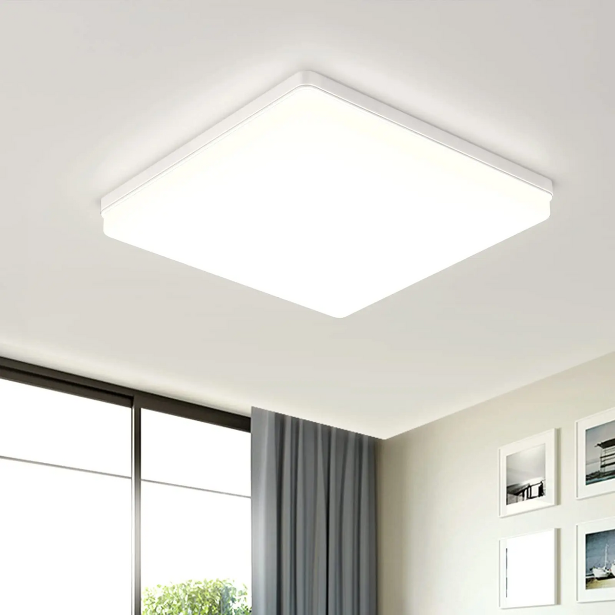 Luminária LED Plafon Quadrada disponível em potências de 18W, 24W, 36W e 48W, com opções de luz em Branco Quente, Neutro ou Frio. Ideal para iluminação moderna e eficiente de ambientes.