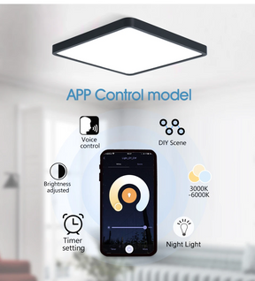 Luminária LED Plafon Smart LED com Acabamento em Madeira Controle Alexa e Google