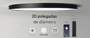 Luminária LED Plafon Smart LED com Acabamento em Madeira Controle Alexa e Google