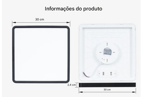 Luminária LED Plafon Smart LED com Acabamento em Madeira Controle Alexa e Google