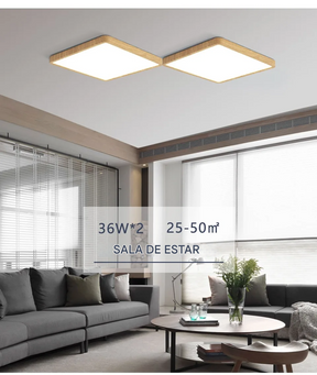 Luminária LED Plafon Smart LED com Acabamento em Madeira Controle Alexa e Google