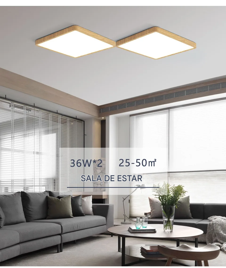 Luminária LED Plafon Smart LED com Acabamento em Madeira Controle Alexa e Google