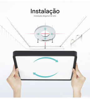 Luminária LED Plafon Smart LED com Acabamento em Madeira Controle Alexa e Google