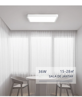 Luminária LED Plafon Smart LED com Acabamento em Madeira Controle Alexa e Google
