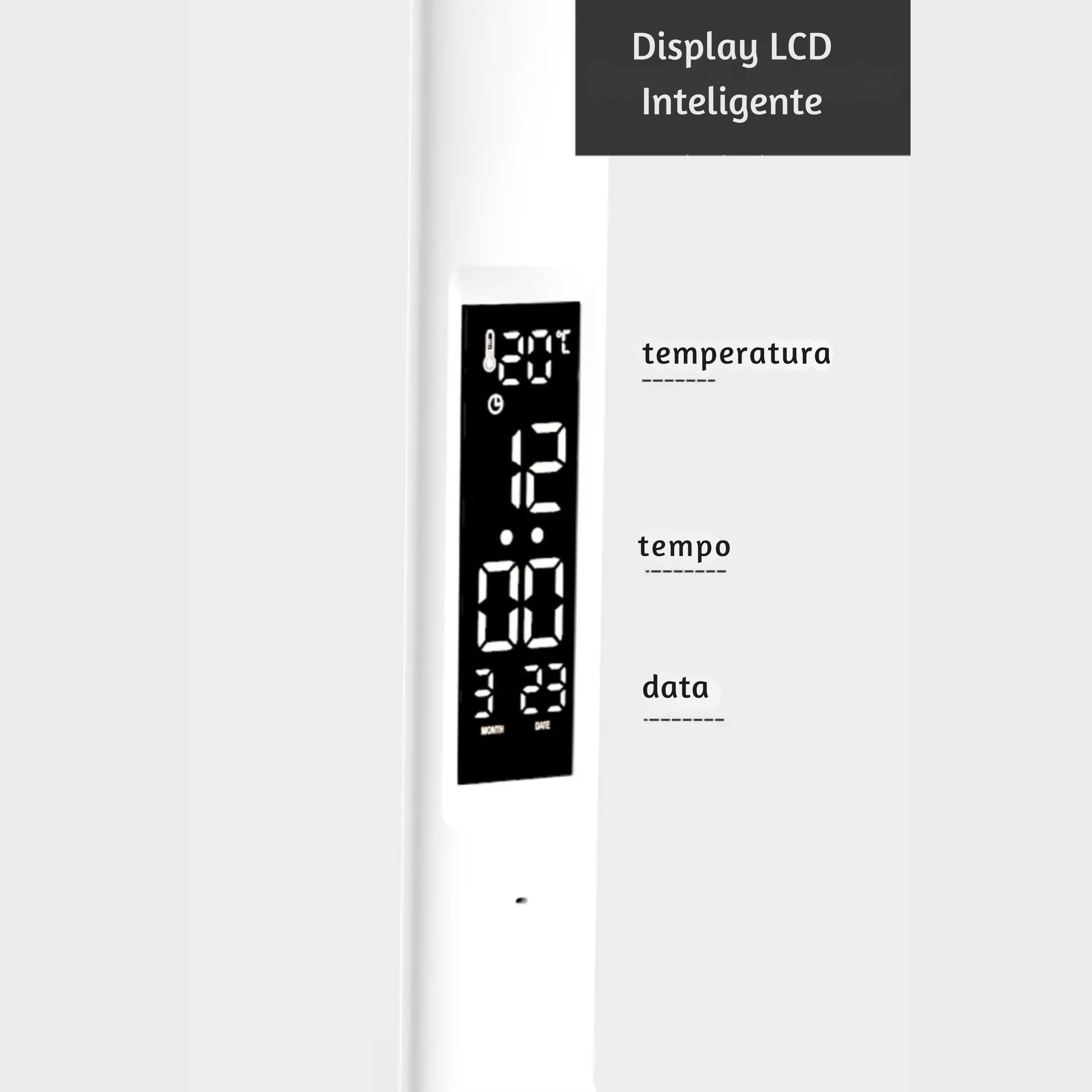 Luminária LED Dobrável Touch USB com Relógio e Termômetro