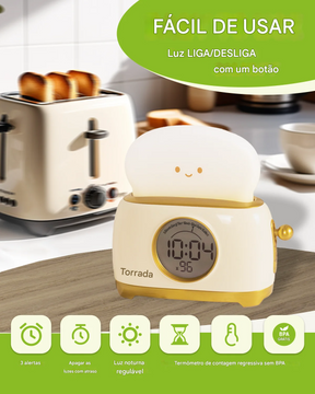 Luminária Relógio de Mesa Dobrável Touch USB Regulável com Proteção Ocular