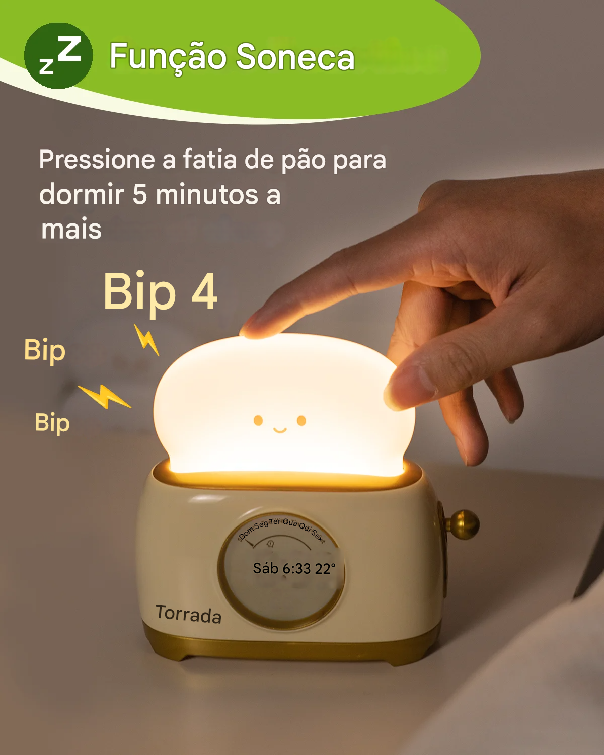 Luminária Relógio de Mesa Dobrável Touch USB Regulável com Proteção Ocular