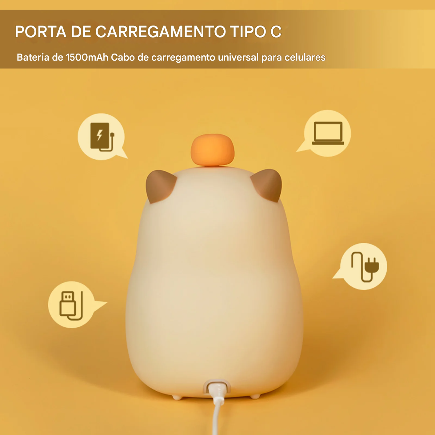 Relógio Despertador Infantil LED com Luz Noturna e Bateria Recarregável