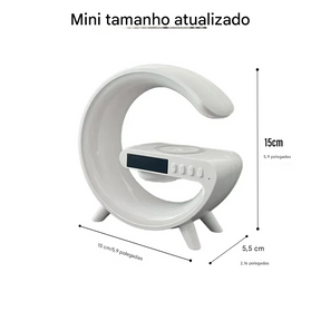 Luminária de Mesa LED RGB com Despertador Luz Noturna e Caixa de Som Bluetooth 15W Recarregável