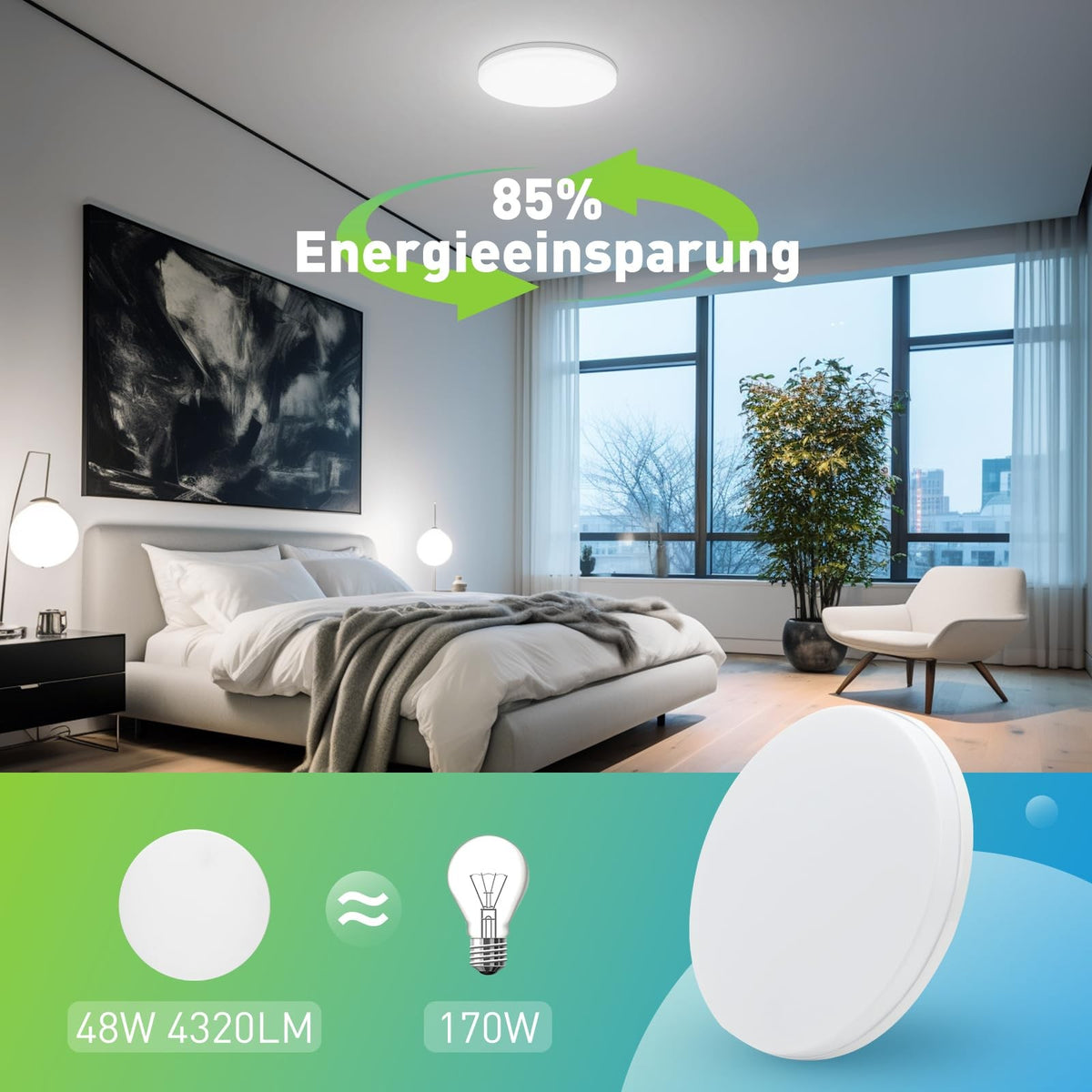 Luminária LED Plafon Redonda Moderna para 18W 24W 36W 48W - Branco Frio