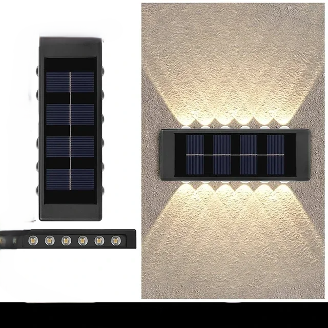 Luminária Solar Automática com 12 LEDs Quentes de Parede à Prova d’Água Para Áreas Externas