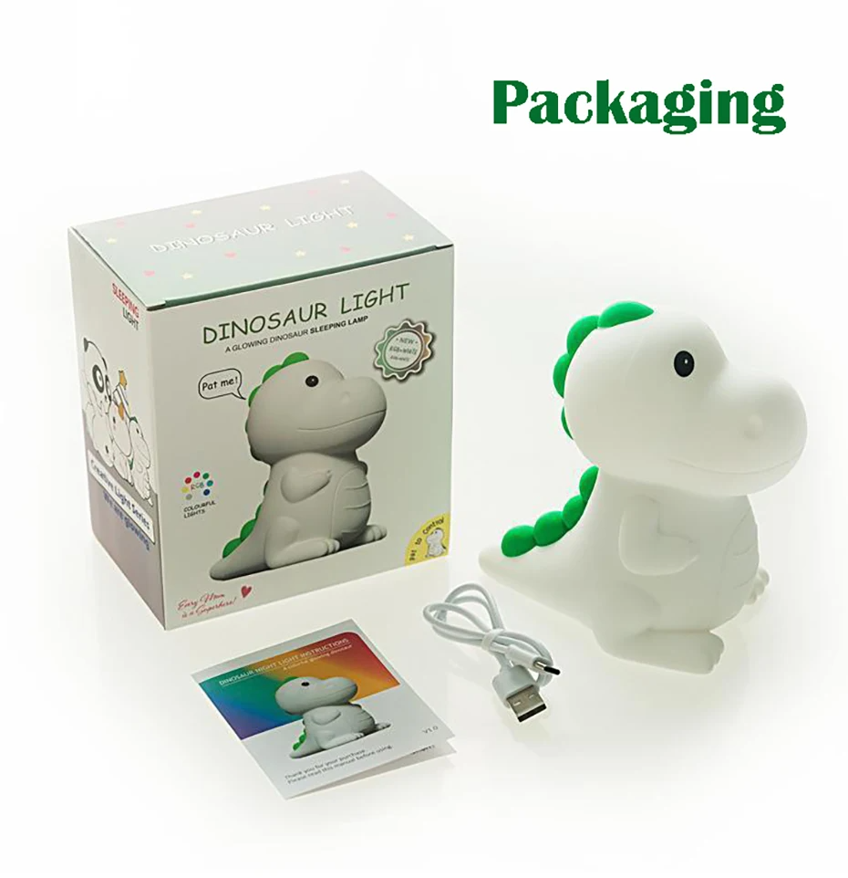 Luminária de Dinossauro Com Alternação de Luz Ao Toque