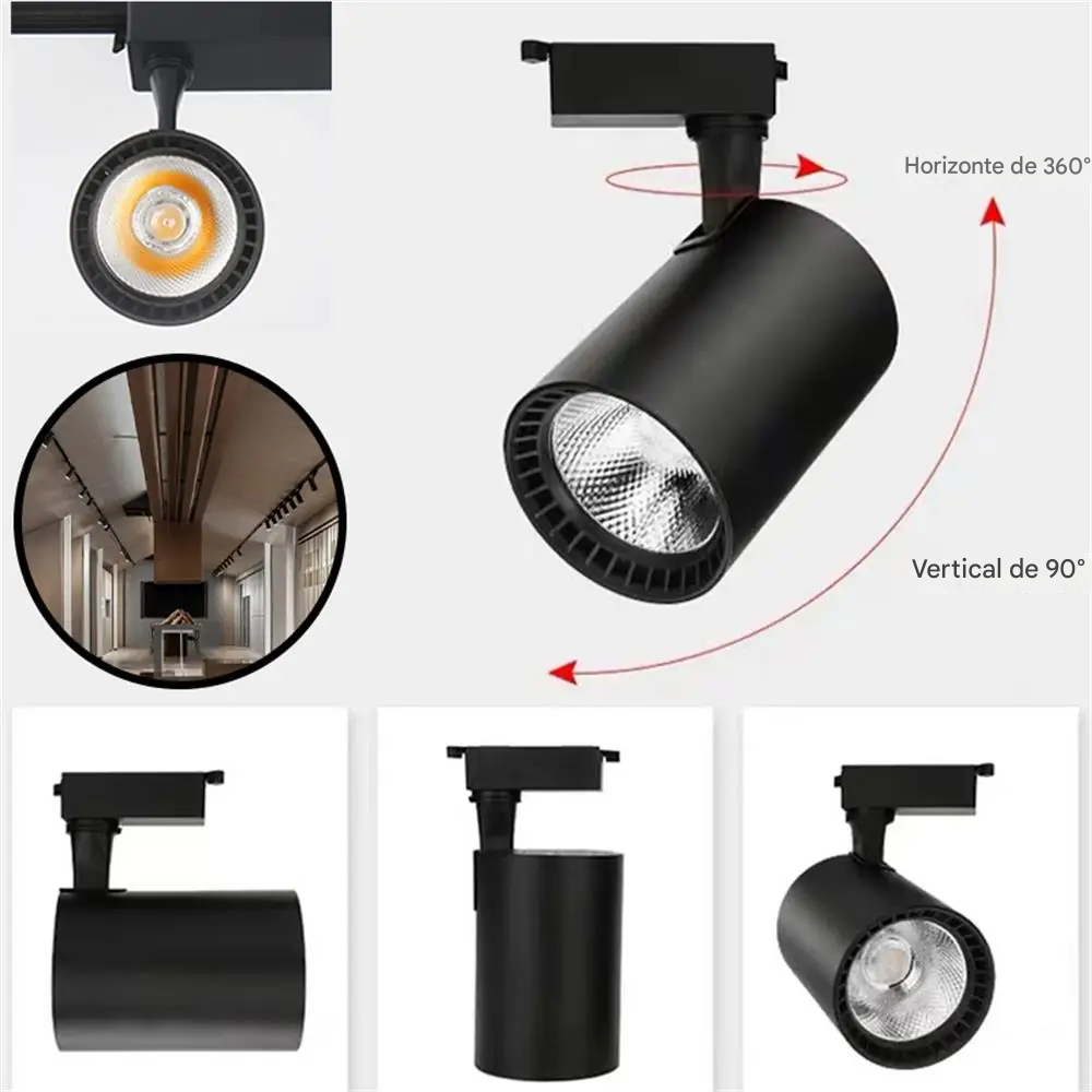 Kit Completo 10 Unidades Spot LED de Trilho 220V - Kit PRETO