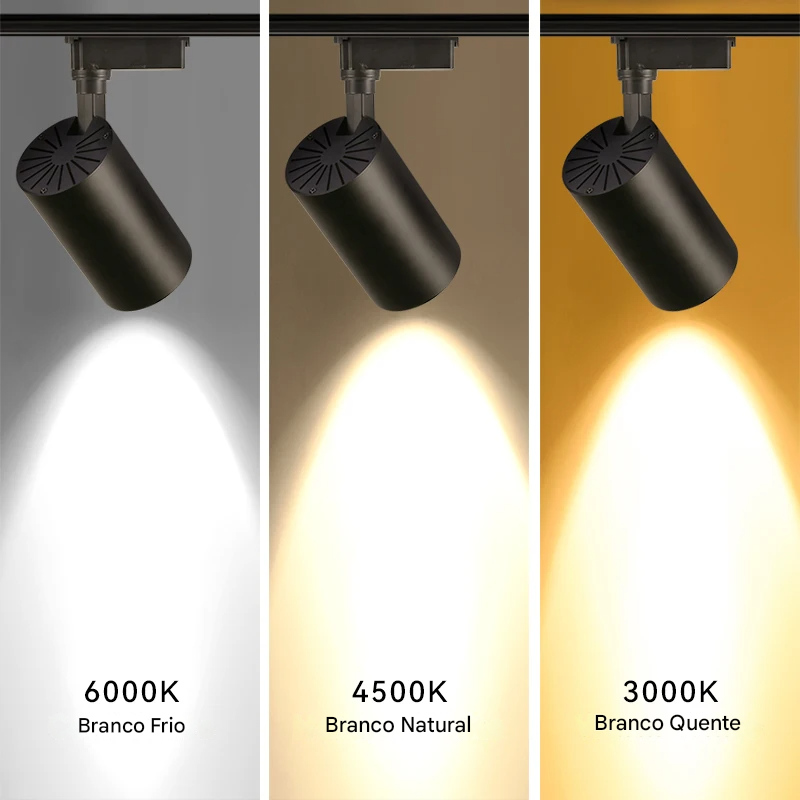 6 Unidades Spot LED de Trilho 220V - PRETO