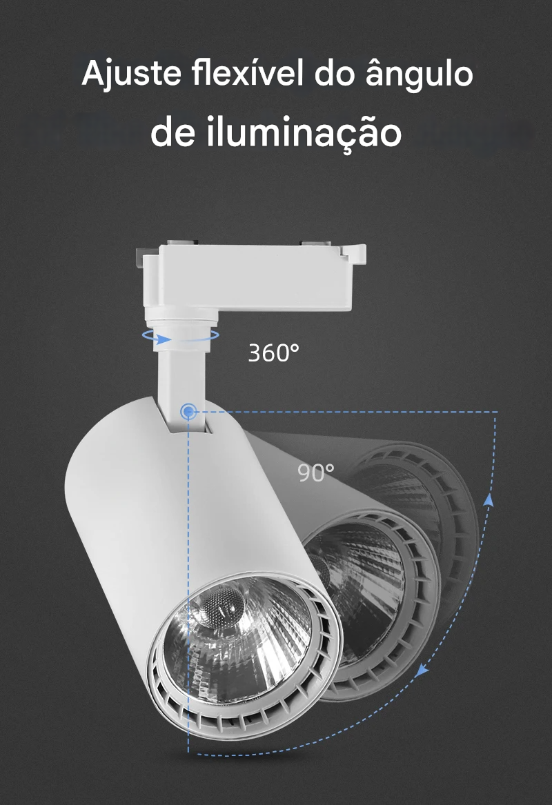 Kit Completo 10 Unidades Spot LED de Trilho 220V - Kit PRETO
