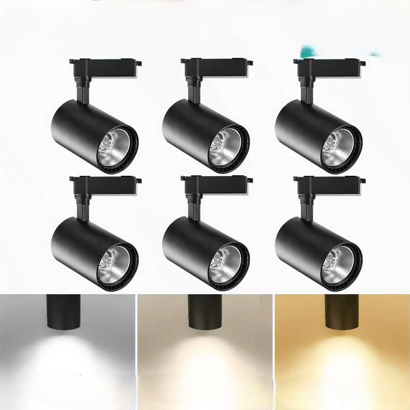 6 Unidades Spot LED de Trilho 220V - PRETO