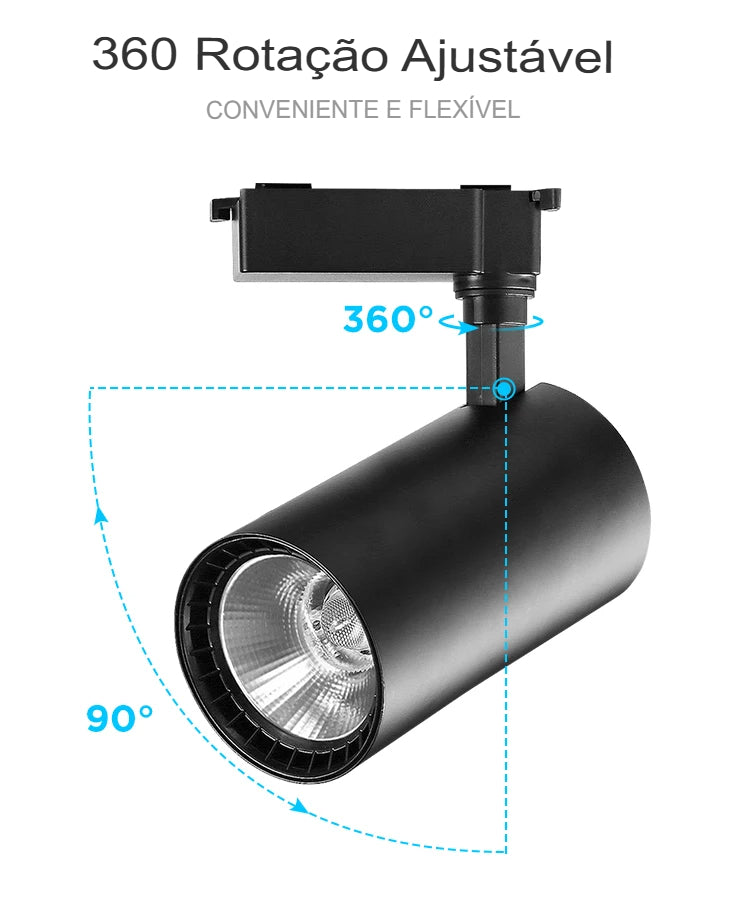 Kit Completo 6 Unidades Spot LED de Trilho 220V - Kit PRETO