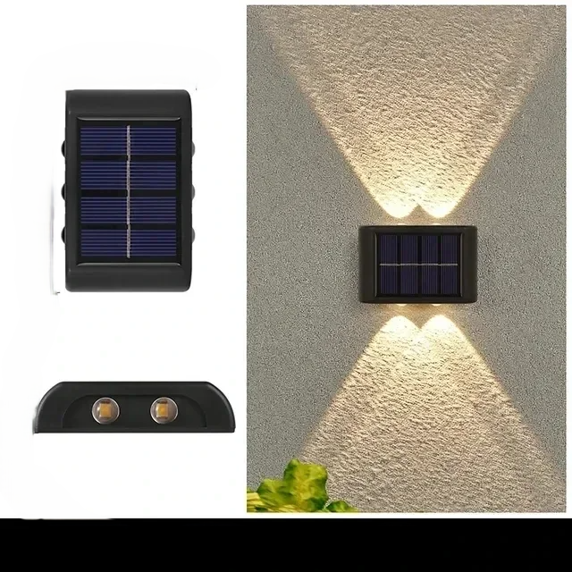 Luminária Solar Automática com 4 LEDs Quentes de Parede à Prova d’Água Para Áreas Externas