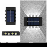 Luminária Solar Automática com 8 LEDs Brancos de Parede à Prova d’Água Para Áreas Externas