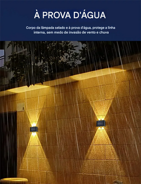 Luminária Solar Automática com 2 LEDs Brancos de Parede à Prova d’Água Para Áreas Externas