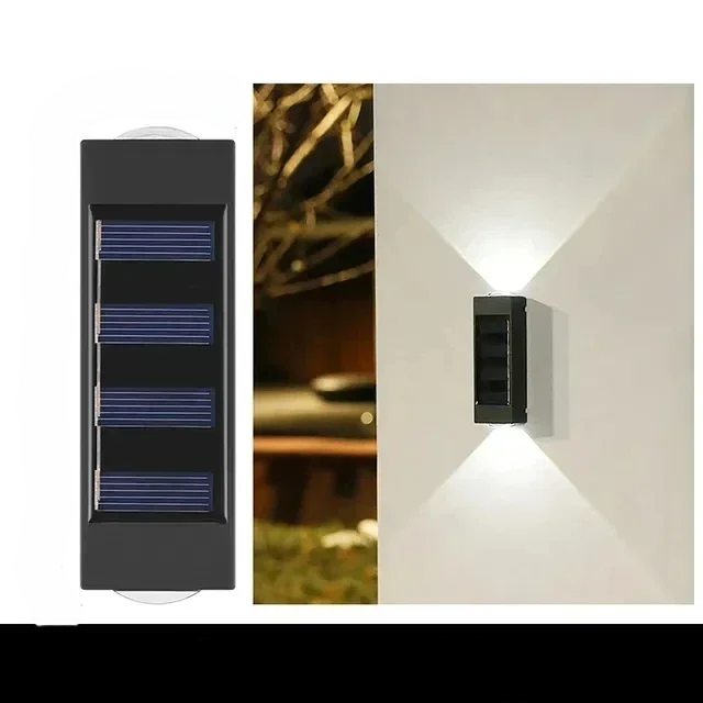 Luminária Solar Automática com 2 LEDs Brancos de Parede à Prova d’Água Para Áreas Externas