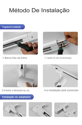 Kit Completo 4 Unidades Spot LED de Trilho 220V - Kit PRETO