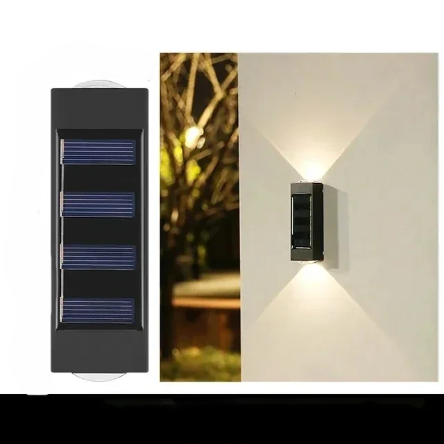 Luminária Solar Automática com 2 LEDs Quentes de Parede à Prova d’Água Para Áreas Externas