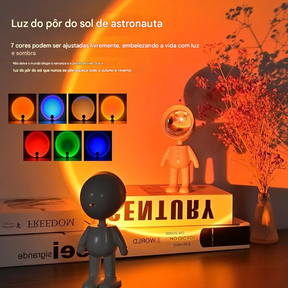 Luminária Astronauta com 7 Variações de Cores e Bateria Recarregável