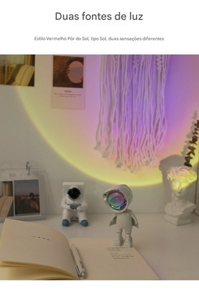 Luminária Astronauta com 7 Variações de Cores e Bateria Recarregável
