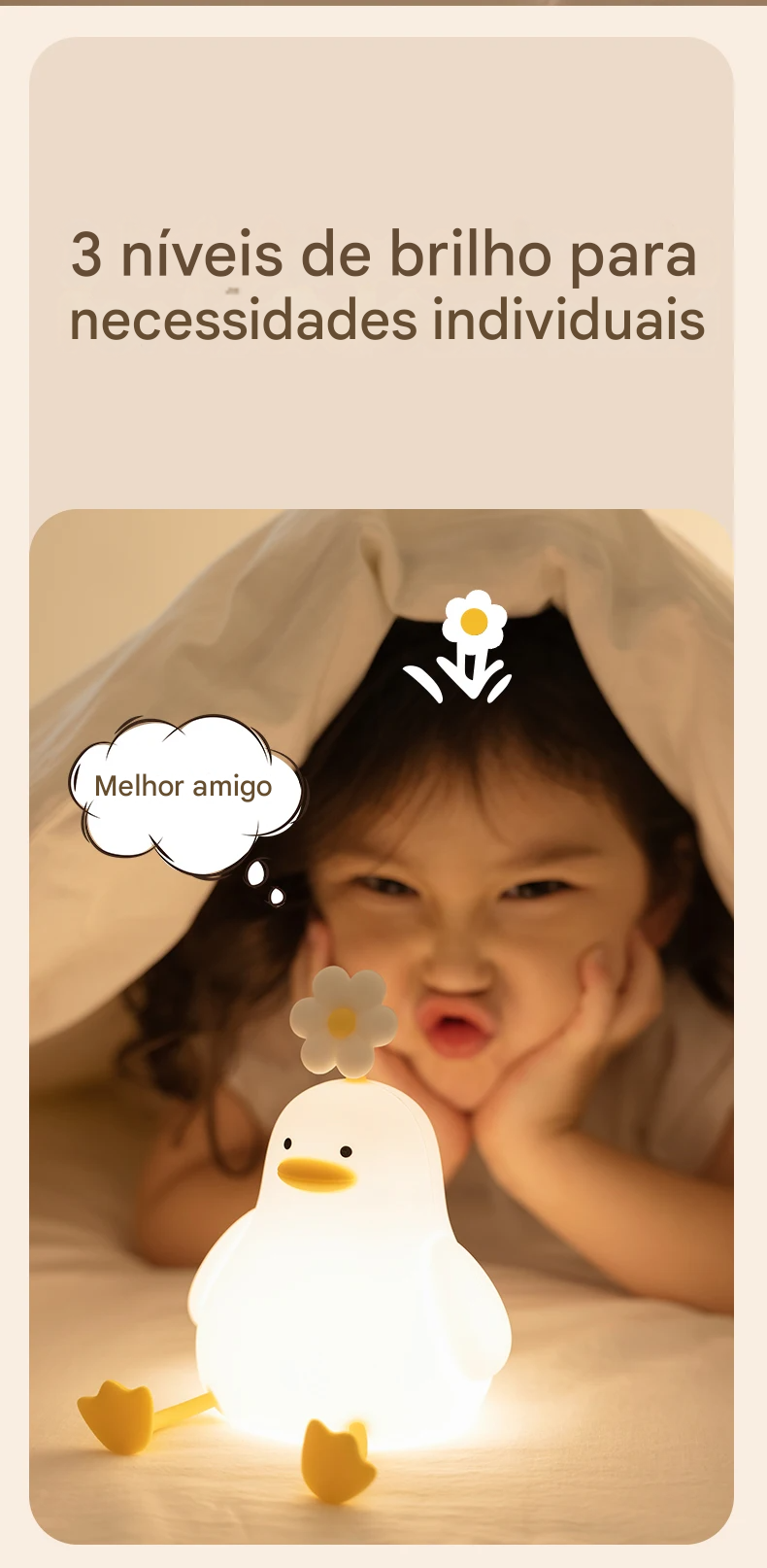 Luminária Patinho de LED em SIlicone com Bateria Recarregável