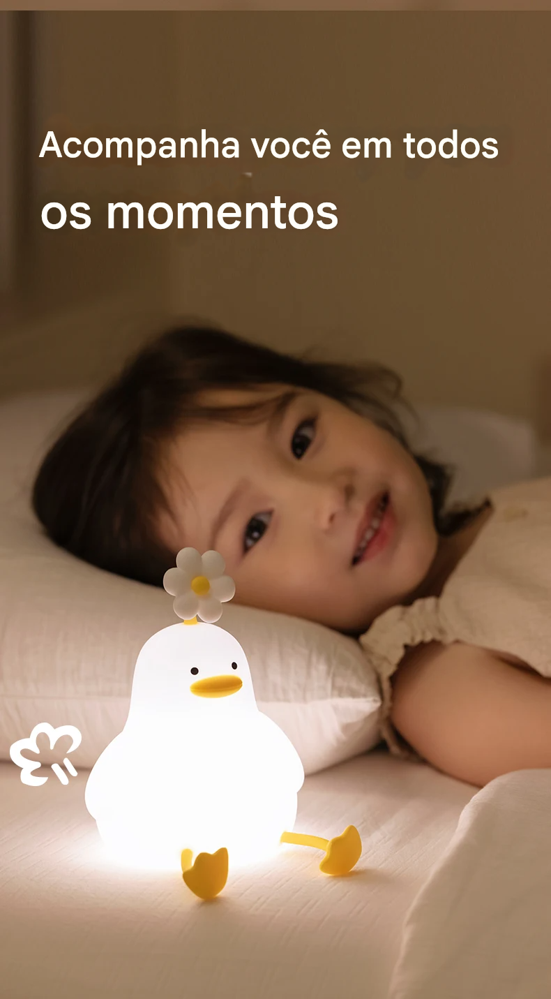 Luminária Patinho de LED em SIlicone com Bateria Recarregável