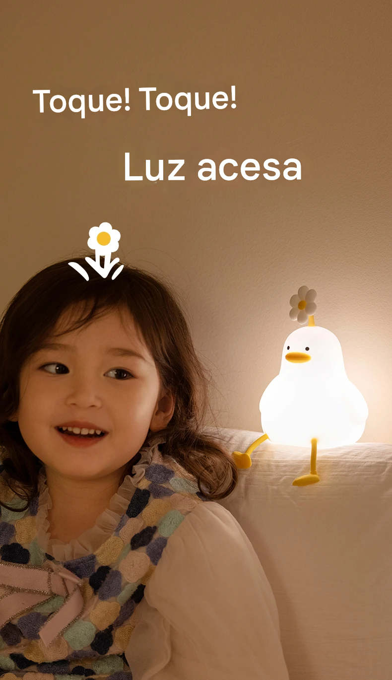 Luminária Patinho de LED em SIlicone com Bateria Recarregável