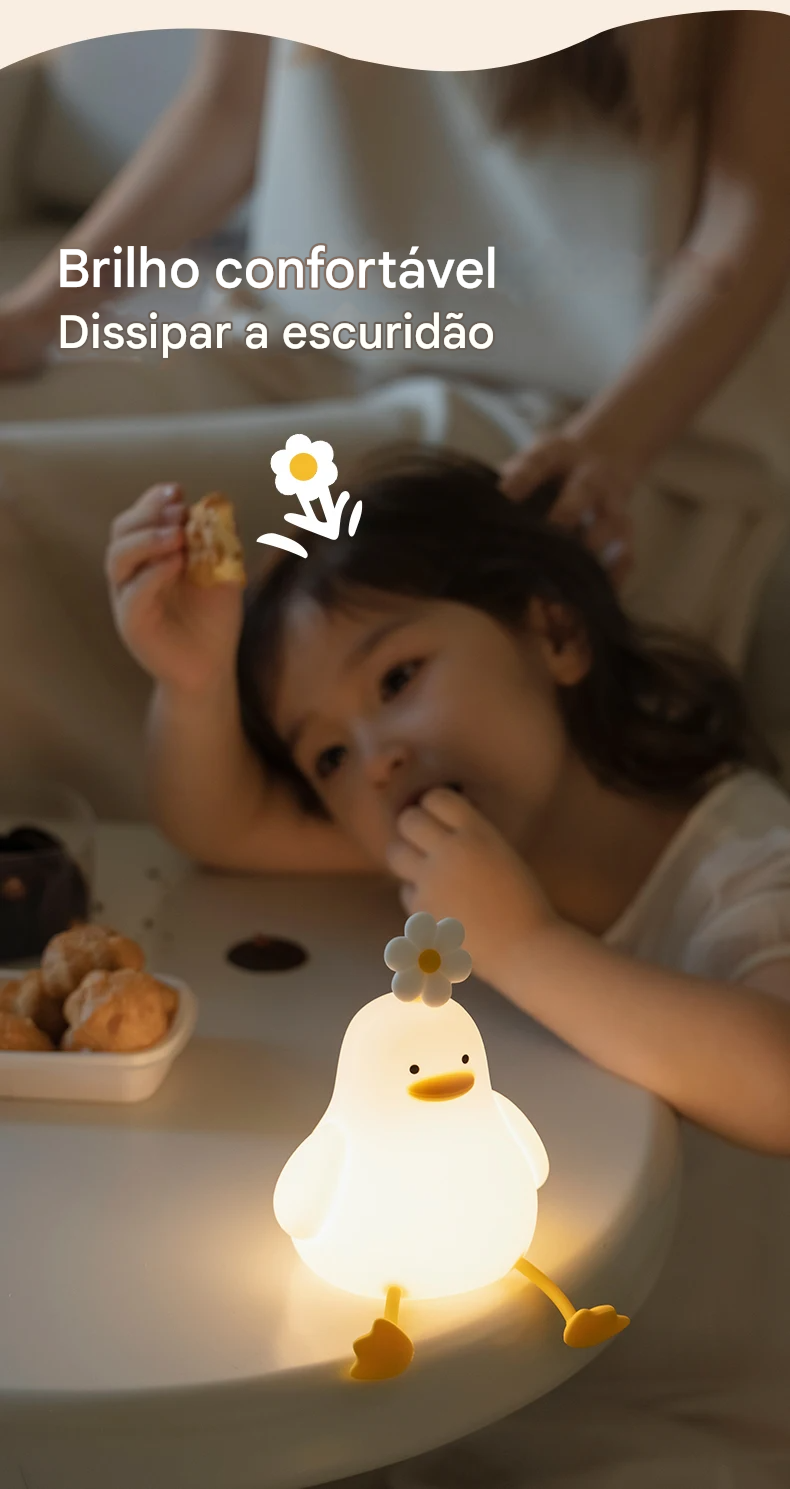 Luminária Patinho de LED em SIlicone com Bateria Recarregável