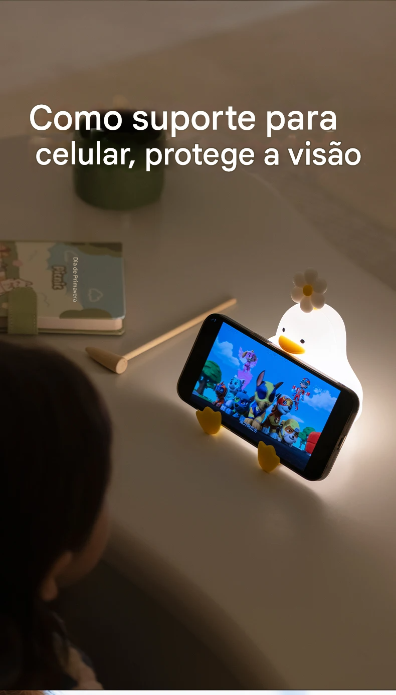 Luminária Patinho de LED em SIlicone com Bateria Recarregável