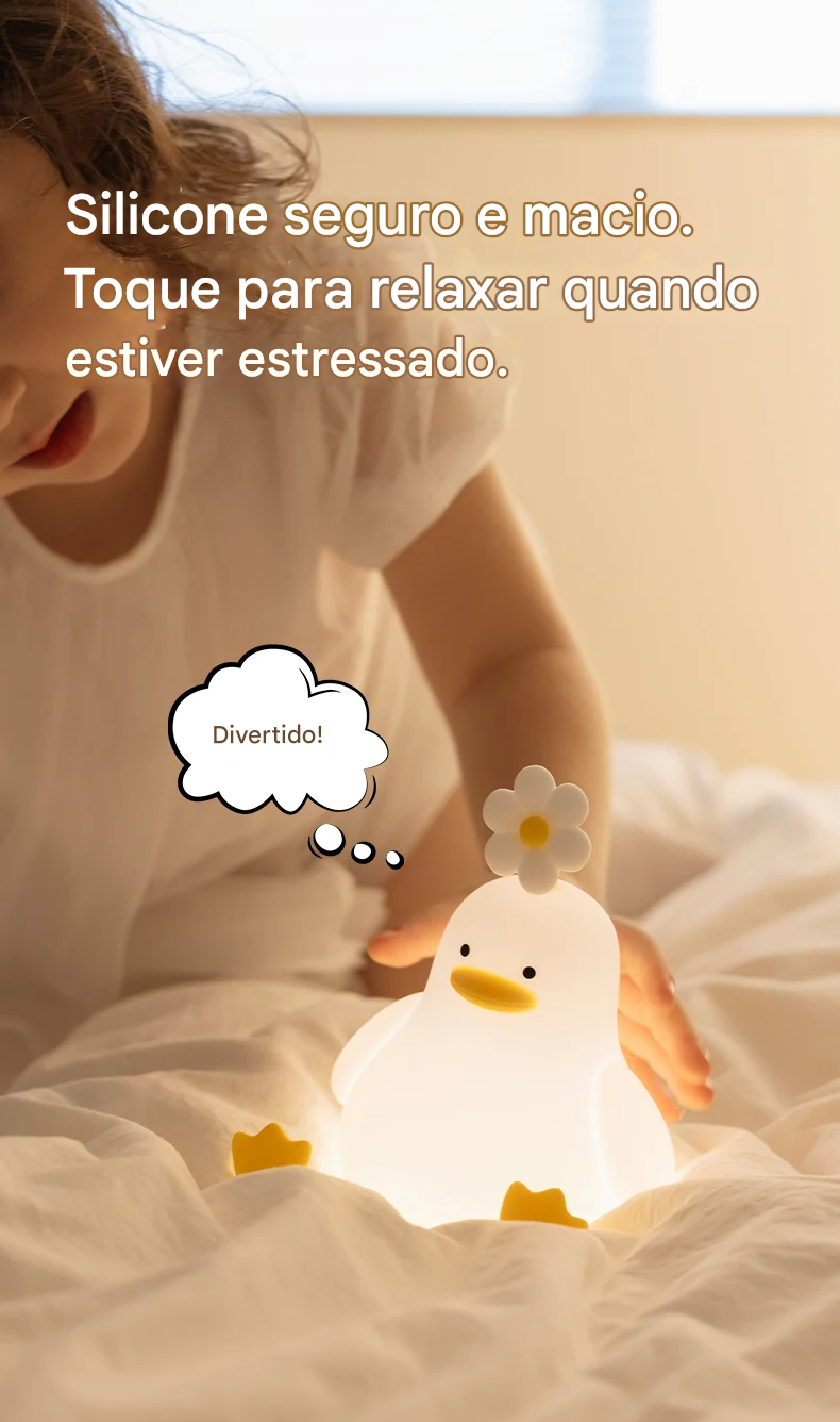 Luminária Patinho de LED em SIlicone com Bateria Recarregável
