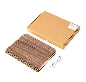 Luminária Livro Aberto em LED de Madeira Recarregável USB