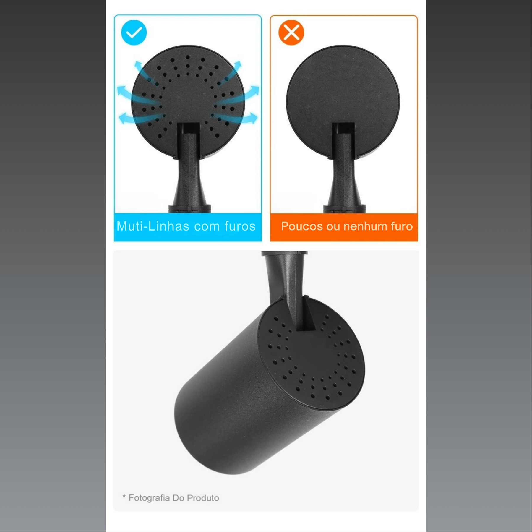 6 Unidades Spot LED de Trilho 220V - PRETO
