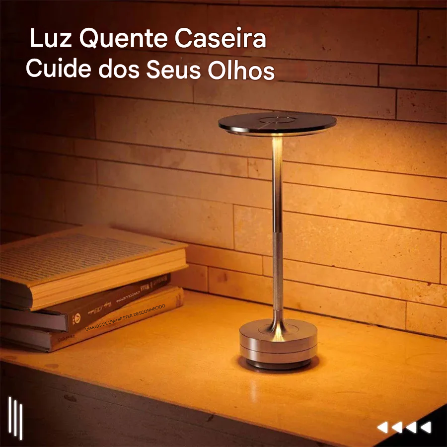 Candeeiro de Mesa Sem Fio com Bateria Recarregável