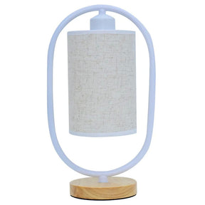 Luminária de Mesa Nórdica com Madeira de Bambu e Tecido