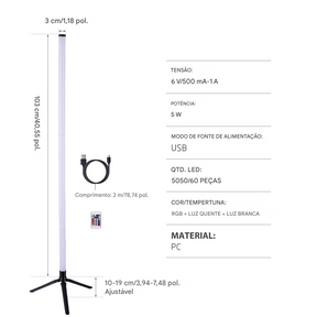 Luminária de Chão RGB de Canto com Iluminação Ambiente e Controle de Cores