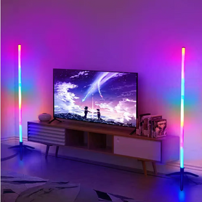Luminária de Chão RGB de Canto com Iluminação Ambiente e Controle de Cores