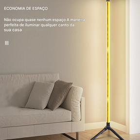 Luminária de Chão RGB de Canto com Iluminação Ambiente e Controle de Cores