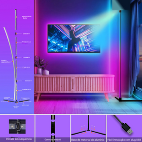 Luminária de Chão RGB Dream Color com Sincronização Musical e 16 Milhões de Cores para Quarto e Sala